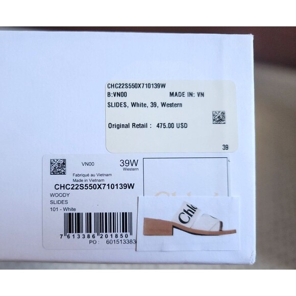 Chloe Woody Heeled Sole Slide Mule Sandals,  39 - Picture 10 of 11